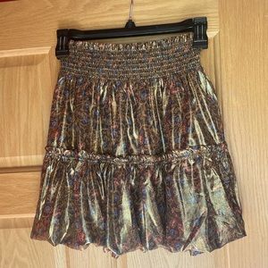 Free People Gold Floral Skirt XS
